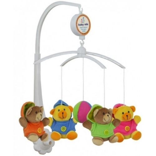 MUZIKINĖ KARUSĖLĖ BABY MIX MEŠKIUKAI SU GAUBTUVAIS 